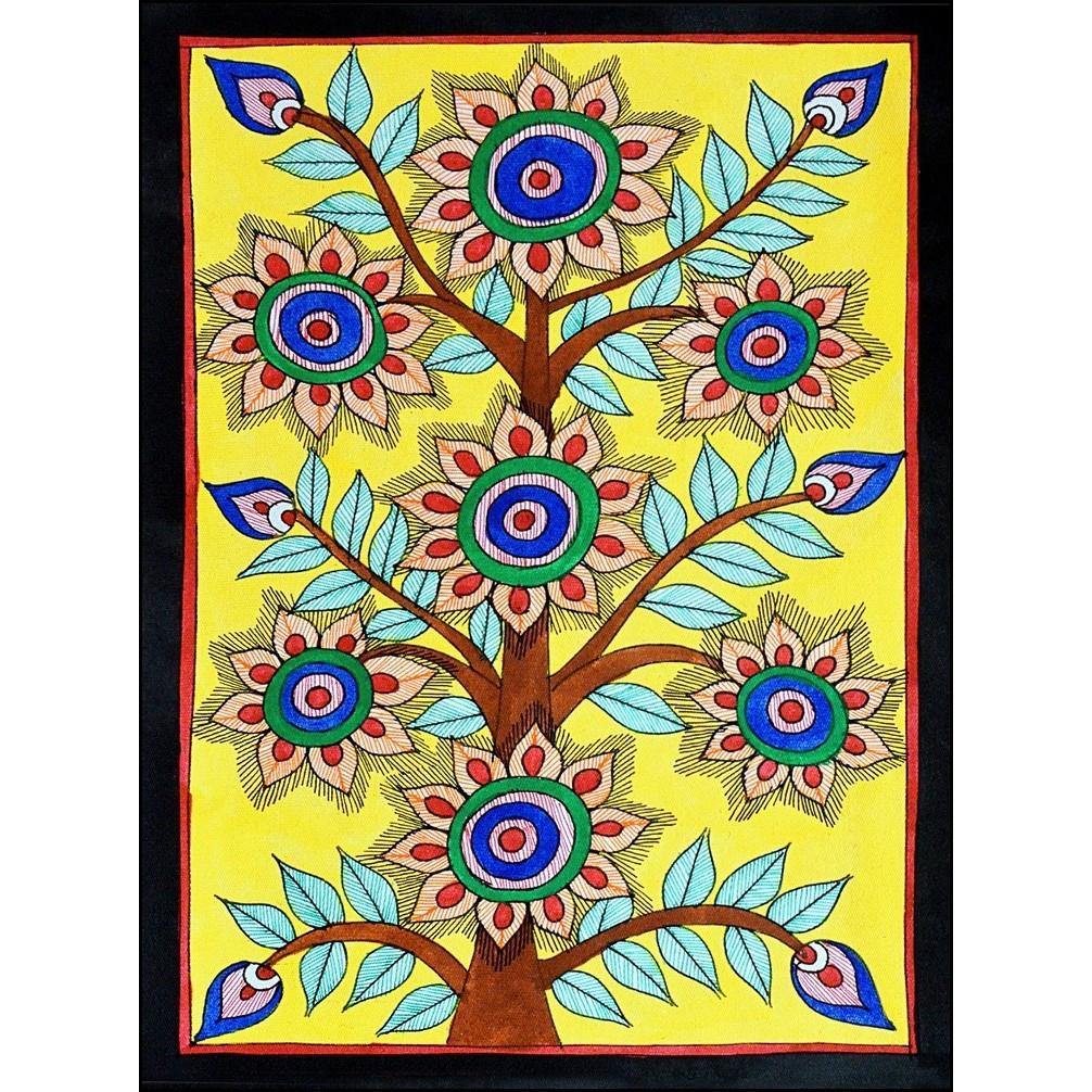 Sun Flower, Madhubani Art, Mithila Painting, Indian Traditional ...
