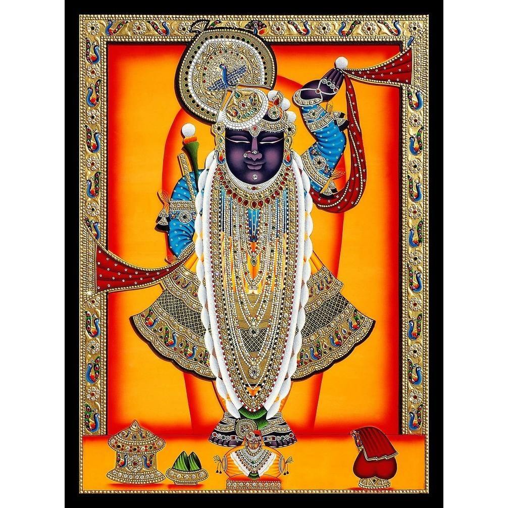 Orange Shreenathji, God Art, Indian Traditional Art, Cultural Gift ...