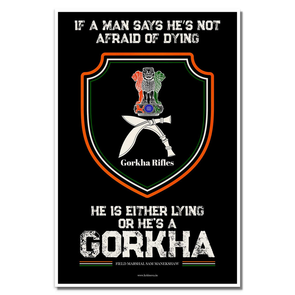 He is a Gorkha Quote Poster, Indian Army Poster, Armed Forces, Bravehearts, Aazadi Ka Amrit Mahotsav Poster, Gift for Soldiers, Gift for Veterans