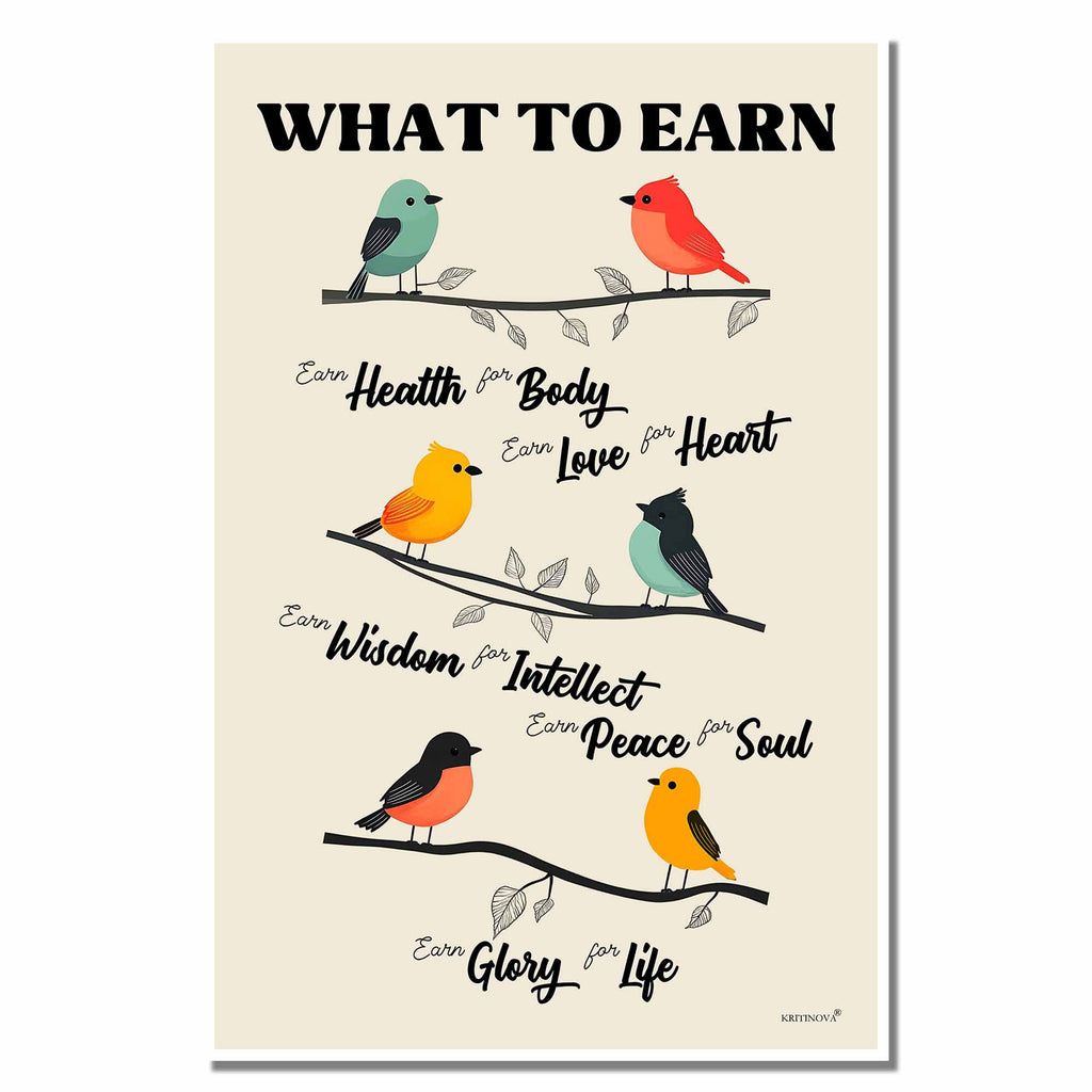 Earn Health for Body, Inspirational Quote Wall Art, Success Quote, Motivational Quote Poster