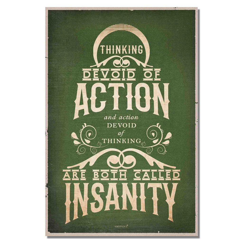 Thinking devoid of Action, Inspirational Quote Wall Art, Success Quote, Motivational Quote Poster