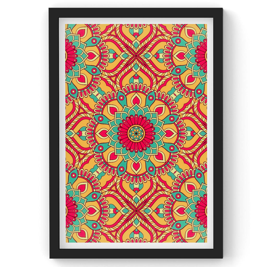 Seamless Yellow Mandala Art | Framed
