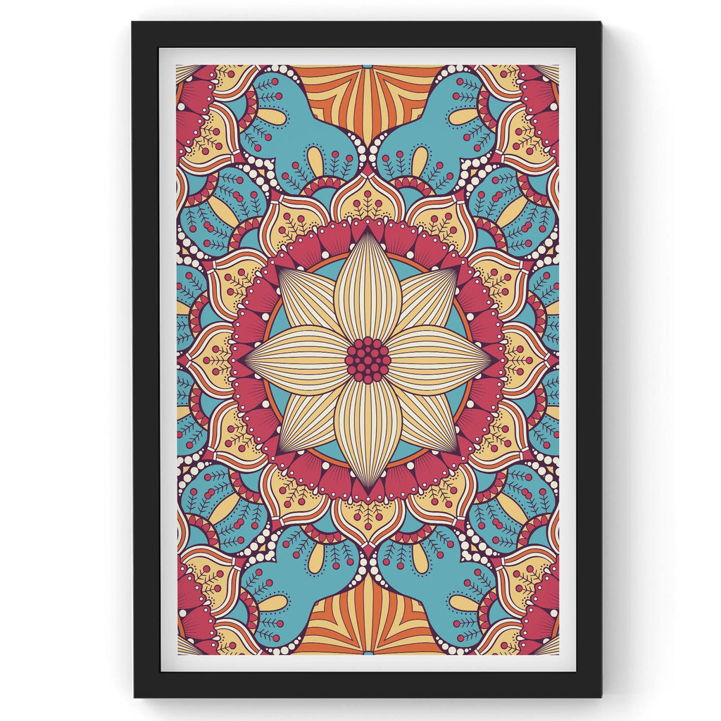Seamless Blue Pattern with Mandala | Framed