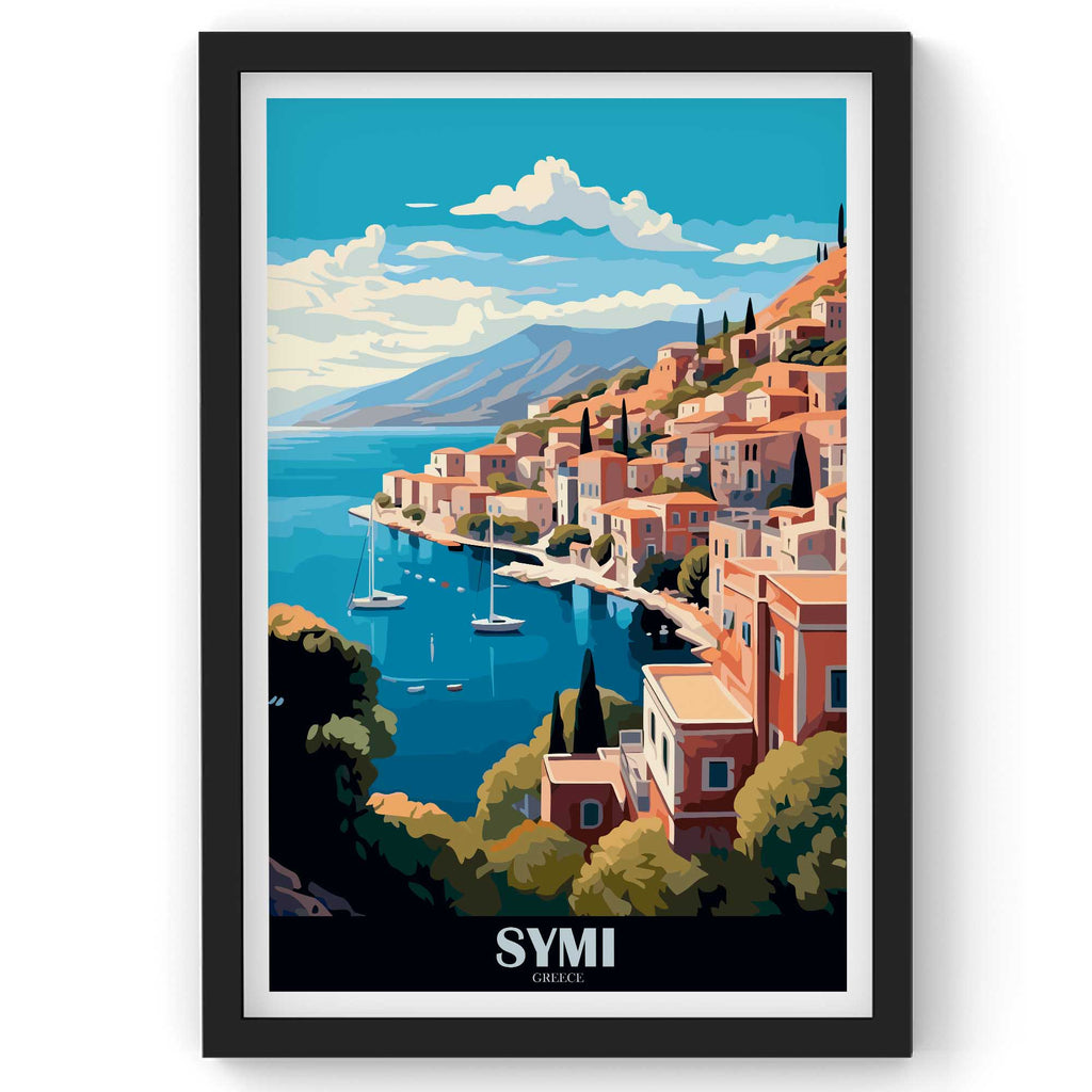 Symi Island wall Art, Greece Travel Print, Vintage Travel Poster, Country Poster, Country Print