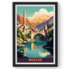 Mostar City wall Art, Bosnia Travel Print, Vintage Travel Poster, Country Poster, Country Print