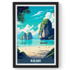 Krabi City wall Art, Thailand Travel Print, Vintage Travel Poster, Country Poster, Country Print