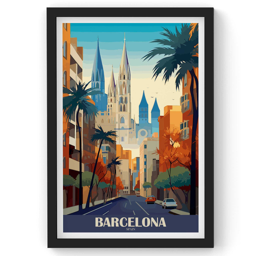 Barcelona City wall Art, Spain Travel Print, Vintage Travel Poster, Country Poster, Country Print