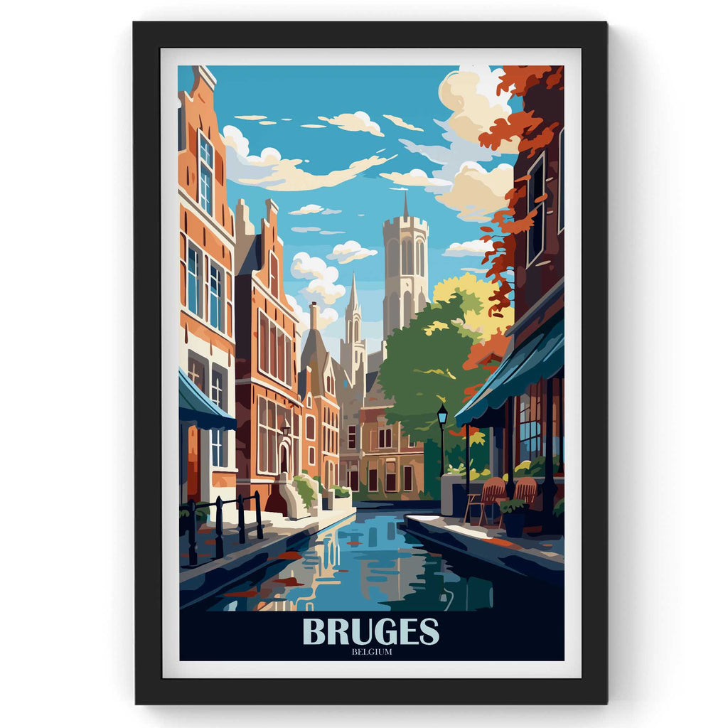 Bruges City wall Art, Belgium Travel Print, Vintage Travel Poster, Country Poster, Country Print