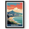 Honolulu City wall Art, Hawaii Travel Print, Vintage Travel Poster, Country Poster, Country Print