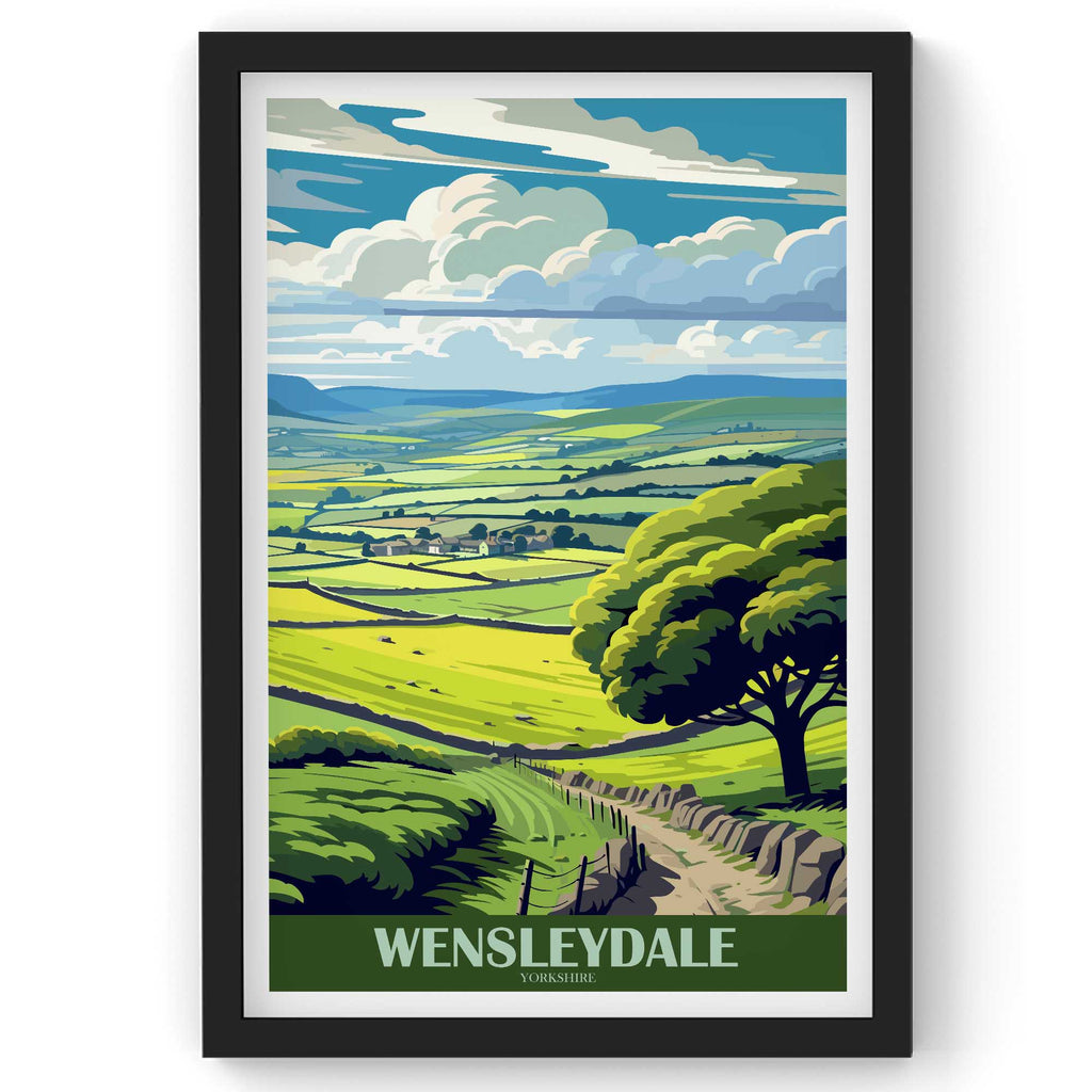 Wensleydale Valley wall Art, Yorkshire Travel Print, Vintage Travel Poster, Country Poster, Country Print