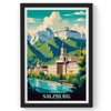 Salzburg City wall Art, Austria Travel Print, Vintage Travel Poster, Country Poster, Country Print