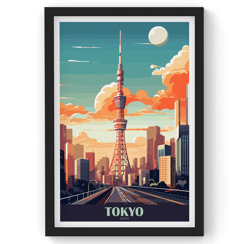 Tokyo City wall Art, Japan Travel Print, Vintage Travel Poster, Country Poster, Country Print