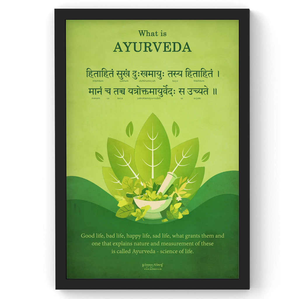 What is Ayurveda?, Sanskrit Wall Art, Inspiring Sanskrit Quote, Health Wall Decor, Sanjeev Newar® | Framed