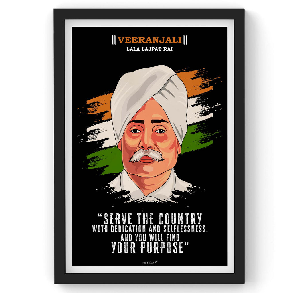 VIRANJALI, Lala Lajpat Rai, Freedom Fighter Wall Art, Patriotic Wall Art, Gift for Patriot