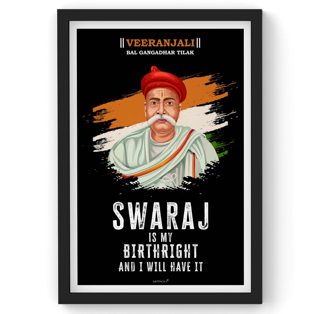 VIRANJALI, Baal Gangadhar Tilak, Freedom Fighter Wall Art, Patriotic Wall Art, Gift for Patriot