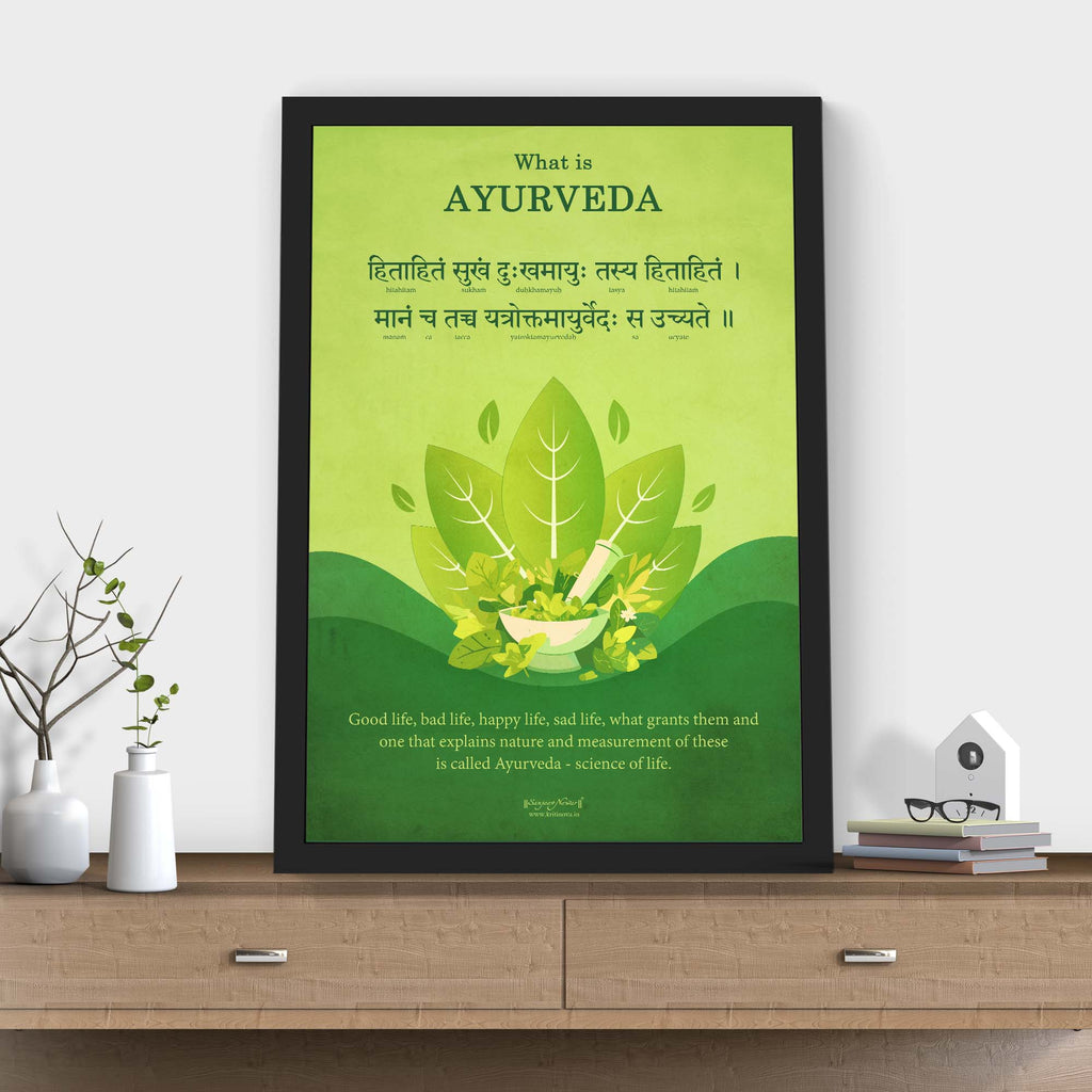 What is Ayurveda?, Sanskrit Wall Art, Inspiring Sanskrit Quote, Health Wall Decor | Framed