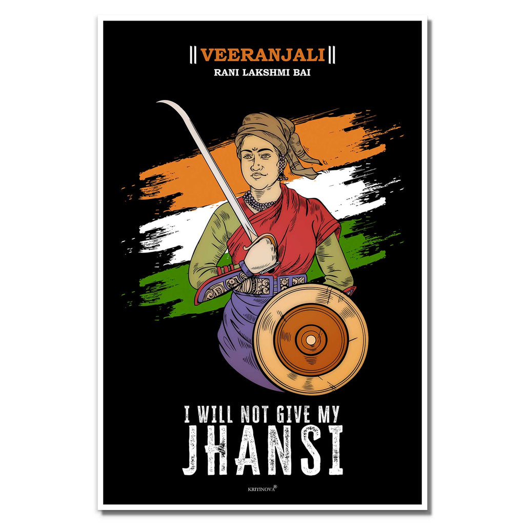 VIRANJALI, Rani Laxmi Bai, Freedom Fighter Wall Art, Patriotic Wall Art, Gift for Patriot