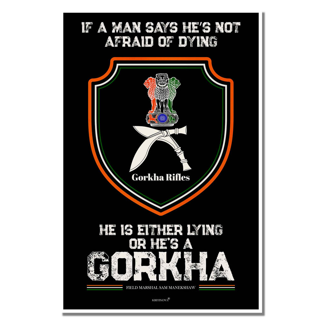 He is a Gorkha Quote Poster, Indian Army Poster, Armed Forces, Bravehearts, Aazadi Ka Amrit Mahotsav Poster, Gift for Soldiers, Gift for Veterans