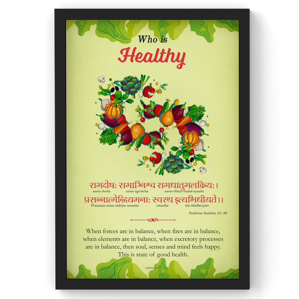Who is Healthy?, Ayurveda Wall Art, Sanskrit Wall Art, Sanskrit Teacher Gift, Sanskrit Teacher Gift, Yoga Studio Decor, Sanskrit Mantra