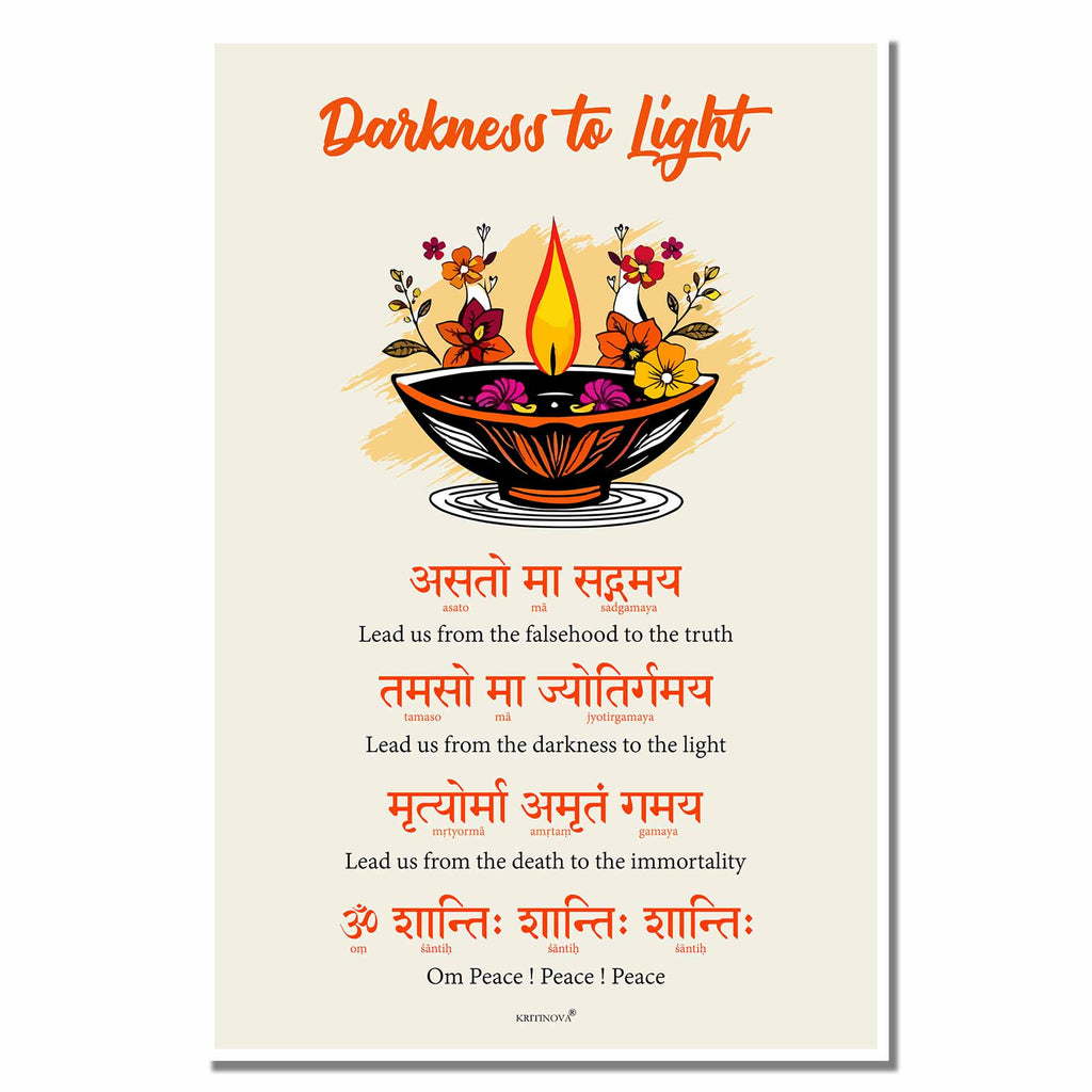 Asatoma Sadgamaya, Sanskrit Wall Art, Sanskrit Mantra Wall Art, Inspiring Sanskrit Verse, Sanskrit Prayer, Sanskrit Shloka, Sanskrit Poster (A3 Unframed)