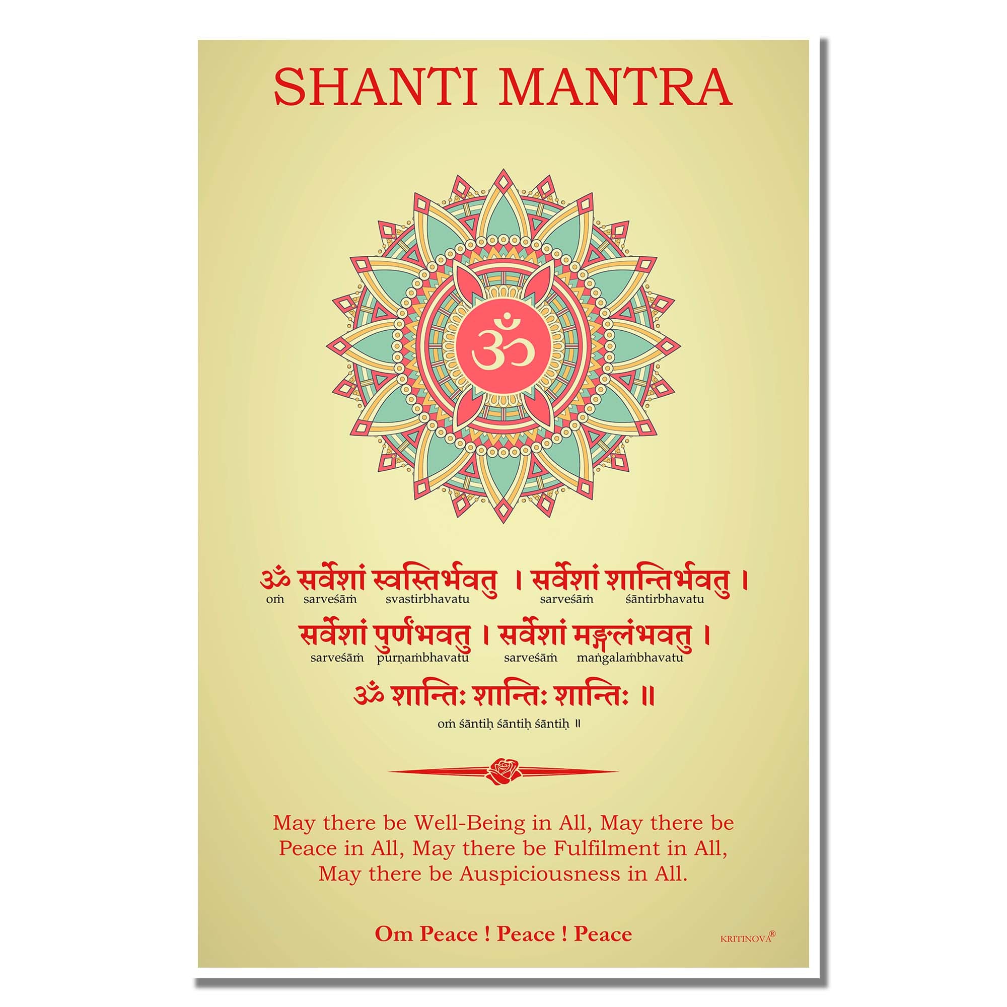 Shanti Mantra, Om Sarveshaam Svastir-Bhavatu, Sanskrit Wall Art, Peace –  KRITINOVA INDIA