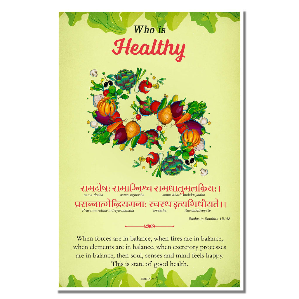 Who is Healthy?, Ayurveda Wall Art, Sanskrit Wall Art, Sanskrit Teacher Gift, Sanskrit Teacher Gift, Yoga Studio Decor, Sanskrit Mantra