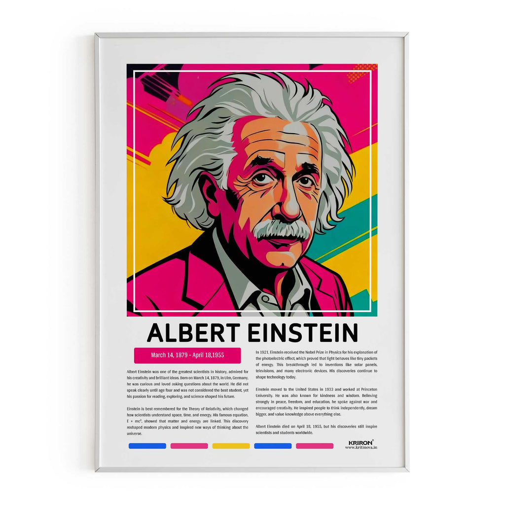 Albert Einstein Poster | Inspirational Wall Art | Famous Scientist Portrait | Educational STEM Classroom Print