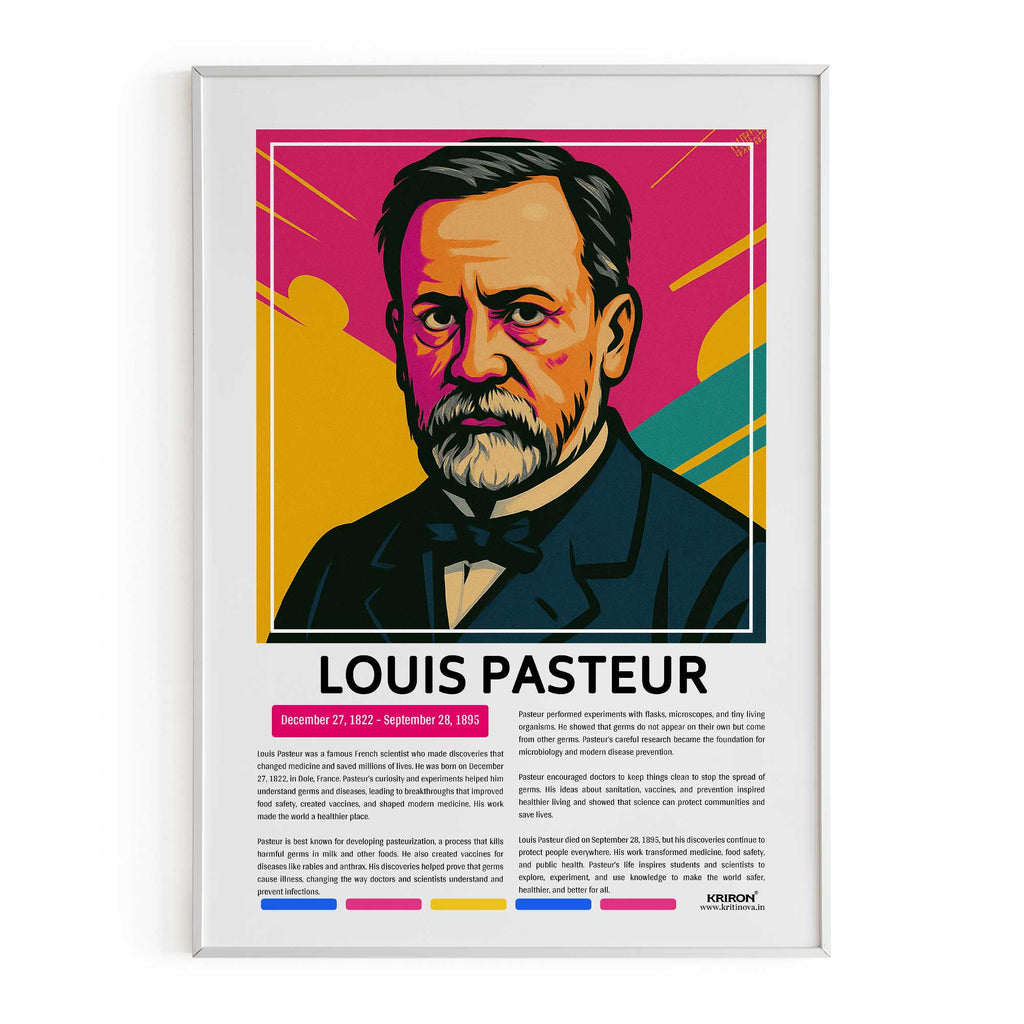 Louis Pasteur Poster | Inspirational Wall Art | Famous Scientist Portrait | Educational STEM Classroom Print