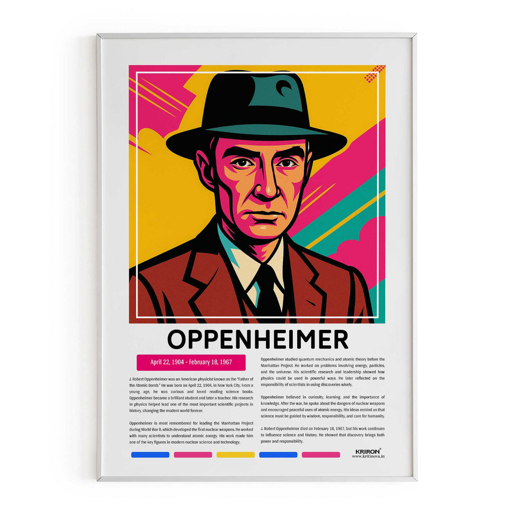 Oppenheimer Poster | Inspirational Wall Art | Famous Scientist Portrait | Educational STEM Classroom Print