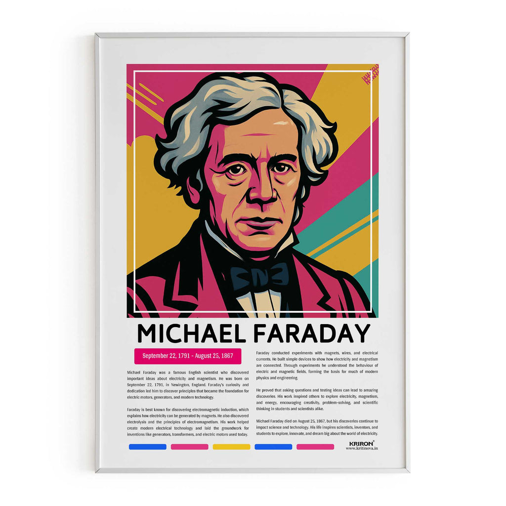 Michael Faraday Poster | Inspirational Wall Art | Famous Scientist Portrait | Educational STEM Classroom Print