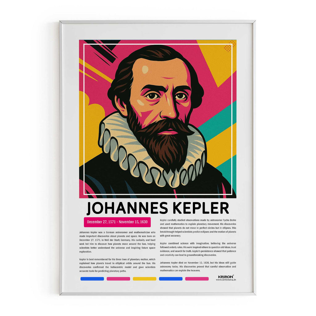 Johannes Kepler Poster | Inspirational Wall Art | Famous Scientist Portrait | Educational STEM Classroom Print