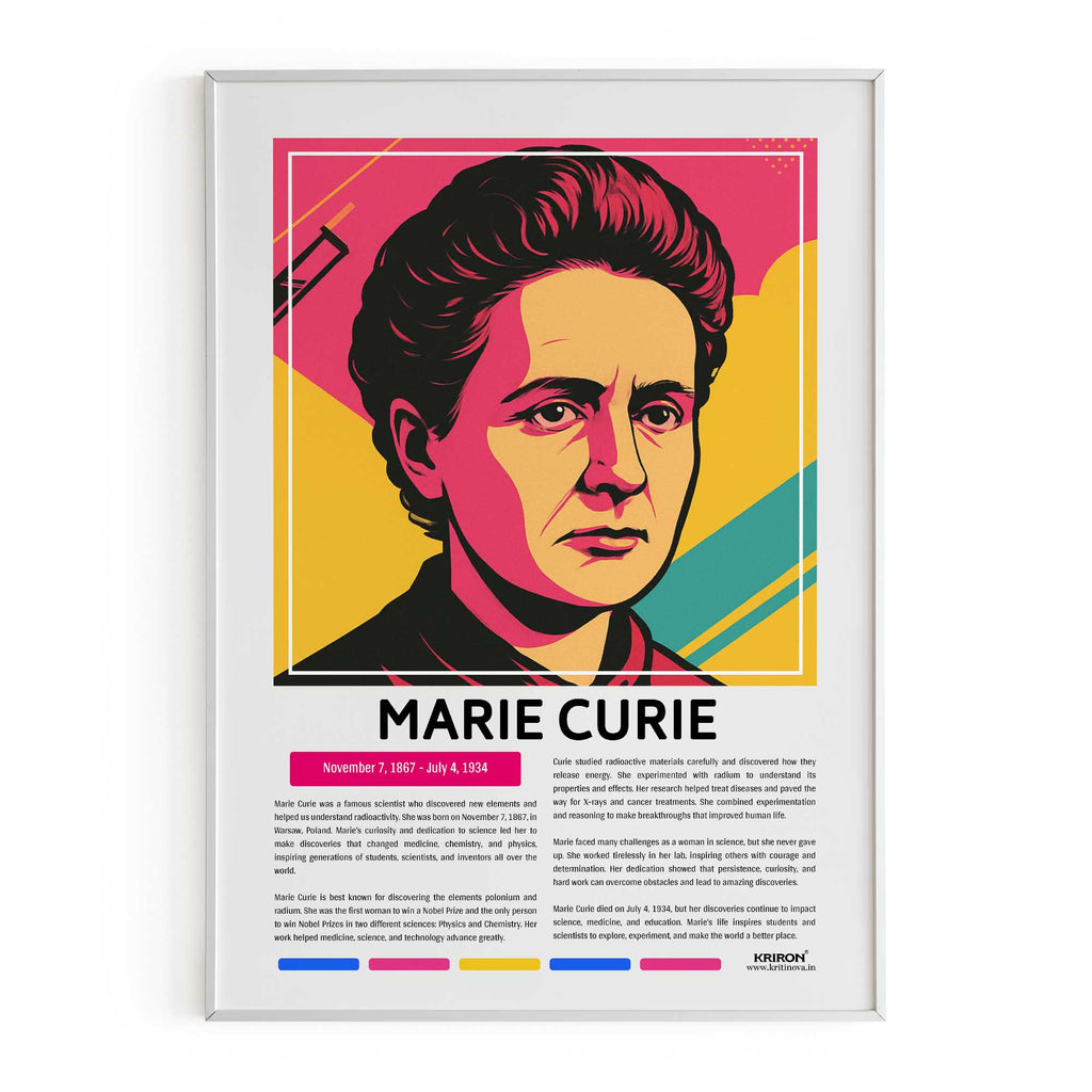 Marie Curie Poster | Inspirational Wall Art | Famous Scientist Portrait | Educational STEM Classroom Print