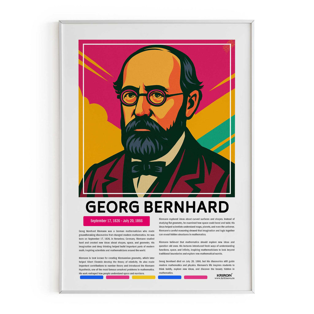 Georg Bernhard Riemann Posters | Inspirational Wall Art | Famous Scientist Portrait | Educational STEM Classroom Print