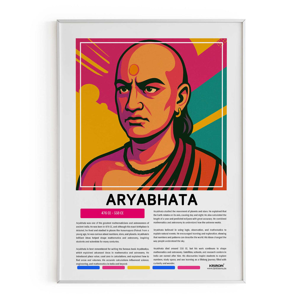 Aryabhata Poster | Inspirational Wall Art | Famous Scientist Portrait | Educational STEM Classroom Print