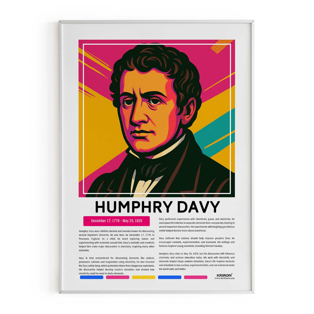 Humphry Davy Poster | Inspirational Wall Art | Famous Scientist Portrait | Educational STEM Classroom Print