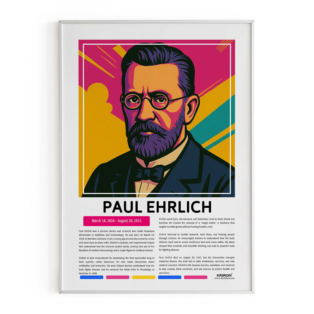 Paul Ehrlich Poster | Inspirational Wall Art | Famous Scientist Portrait | Educational STEM Classroom Print