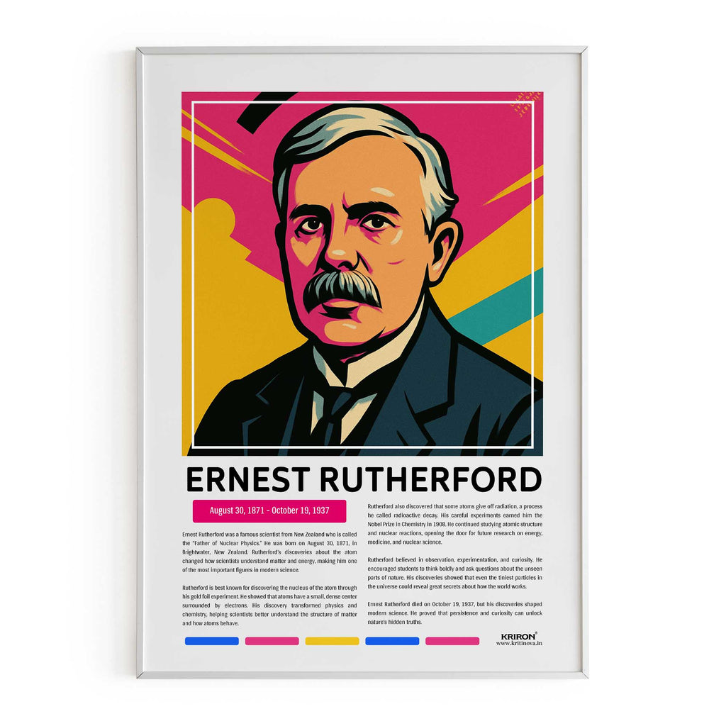 Ernest Rutherford Poster | Inspirational Wall Art | Famous Scientist Portrait | Educational STEM Classroom Print