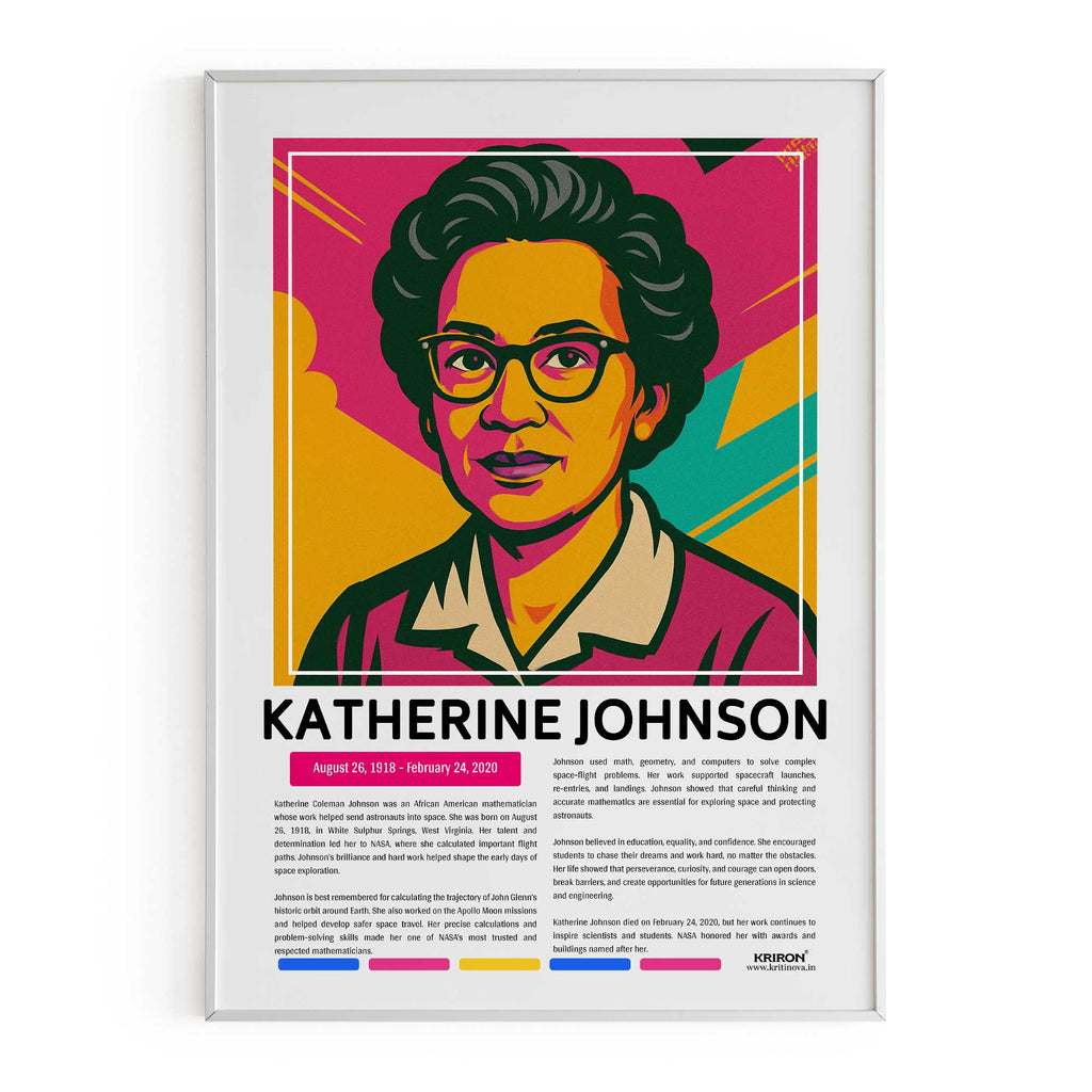 Katherine Coleman Johnson Poster | Inspirational Wall Art | Famous Scientist Portrait | Educational STEM Classroom Print
