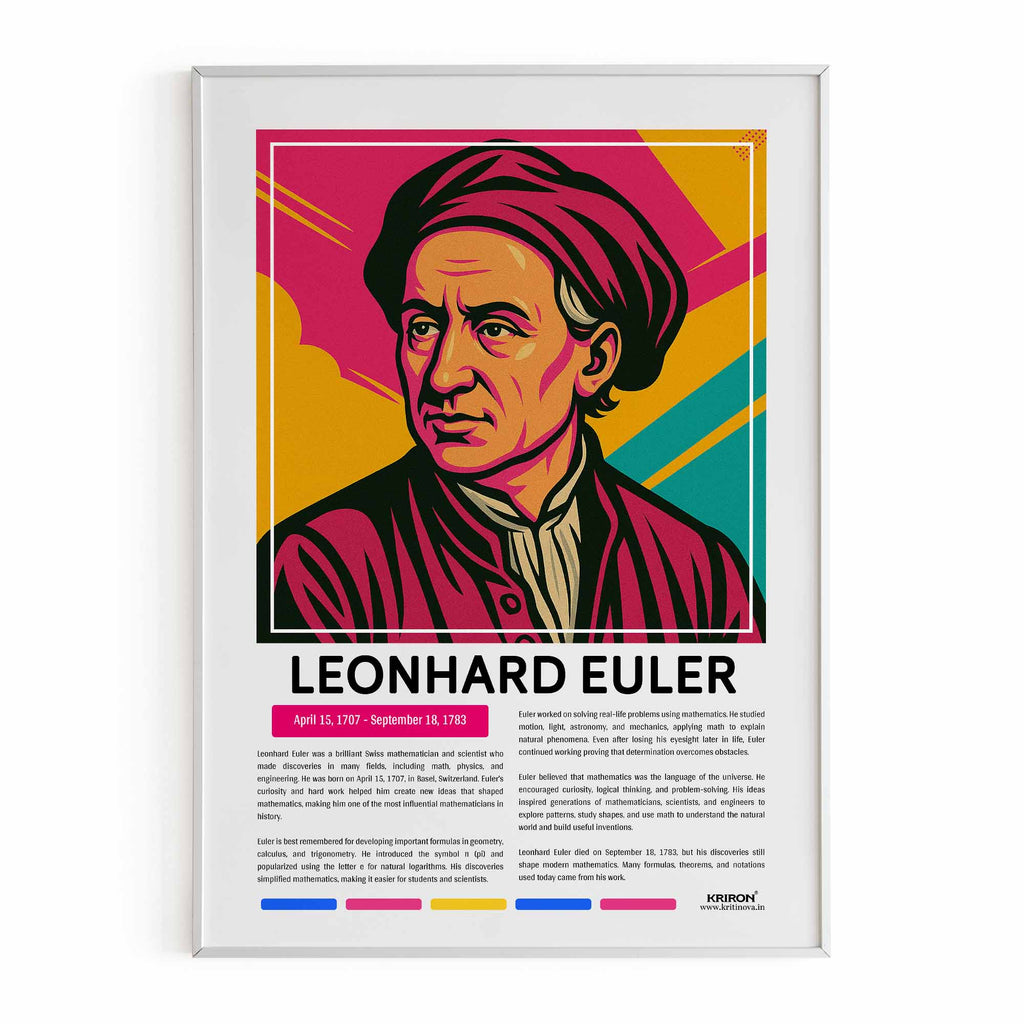 Leonhard Euler Poster | Inspirational Wall Art | Famous Scientist Portrait | Educational STEM Classroom Print