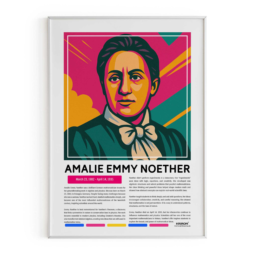 Amalie Emmy Noether Poster | Inspirational Wall Art | Famous Scientist Portrait | Educational STEM Classroom Print