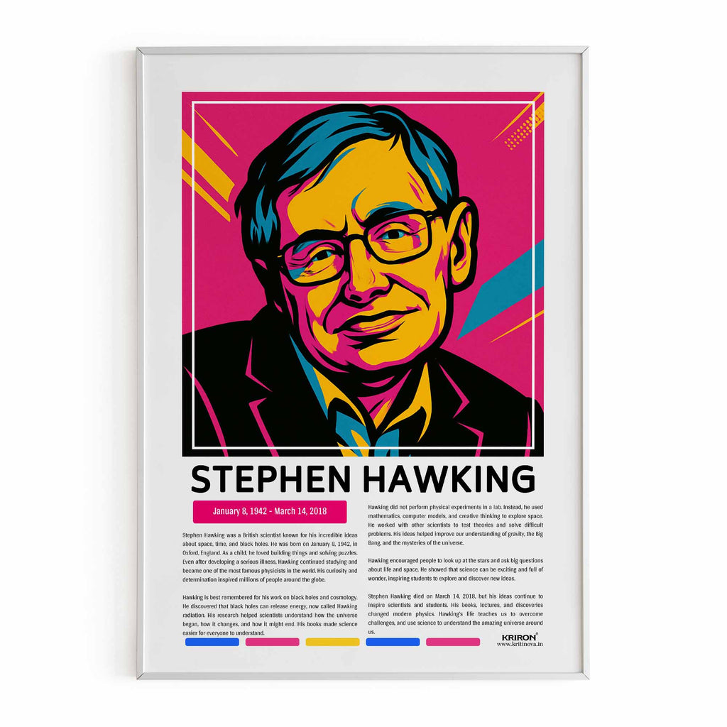Stephen Hawking Poster | Inspirational Wall Art | Famous Scientist Portrait | Educational STEM Classroom Print