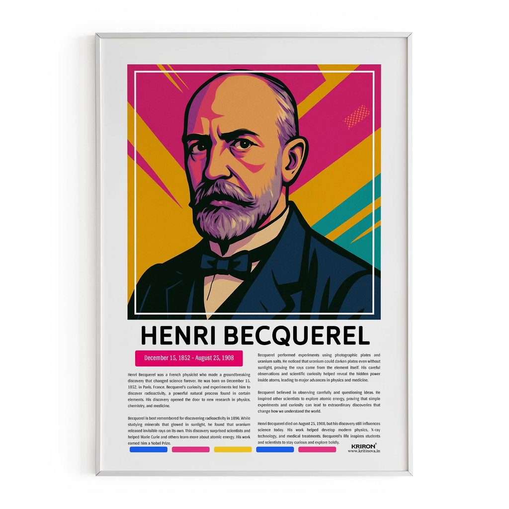 Henri Becquerel Poster | Inspirational Wall Art | Famous Scientist Portrait | Educational STEM Classroom Print