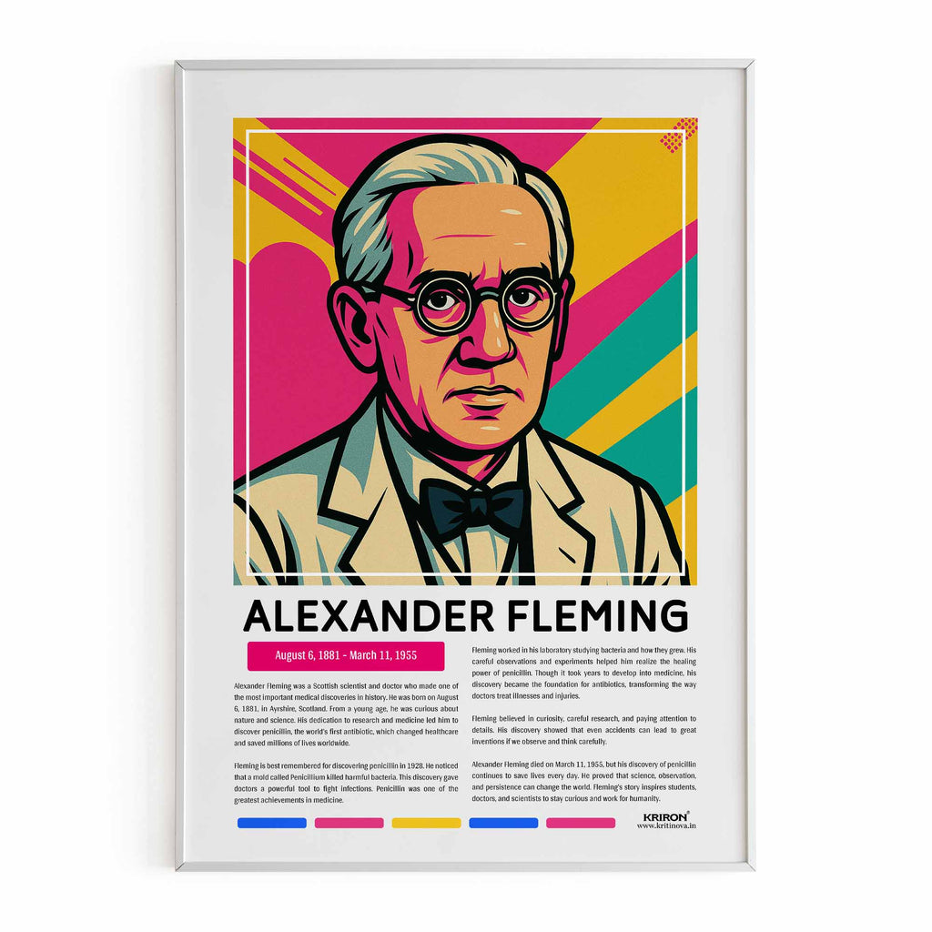 Alexander Fleming Poster | Inspirational Wall Art | Famous Scientist Portrait | Educational STEM Classroom Print