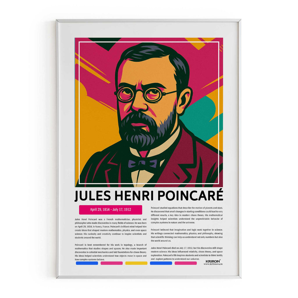 Jules Henri Poincaré Poster | Inspirational Wall Art | Famous Scientist Portrait | Educational STEM Classroom Print