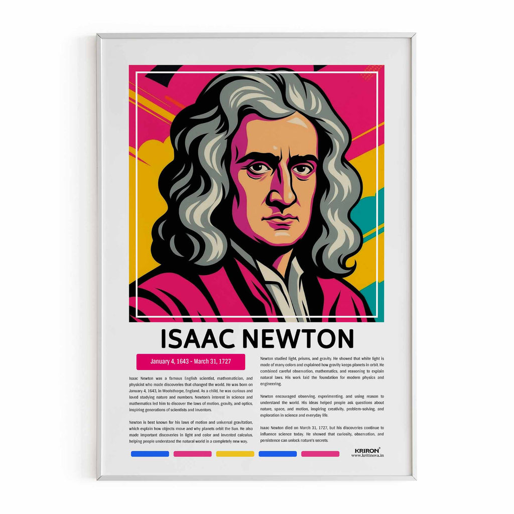 Issacs Newton Poster | Inspirational Wall Art | Famous Scientist Portrait | Educational STEM Classroom Print