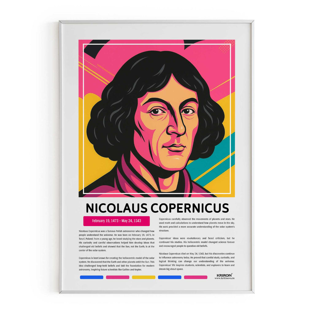 Nicolas Copernicus Poster | Inspirational Wall Art | Famous Scientist Portrait | Educational STEM Classroom Print