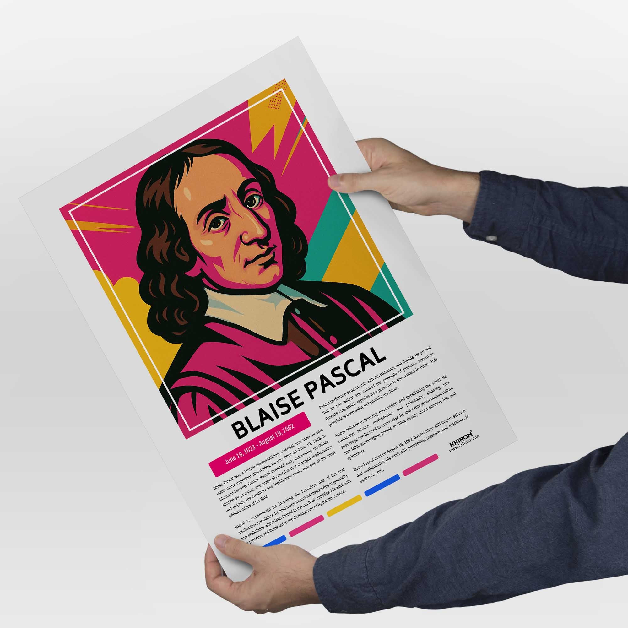 Blaise Pascal Poster | Inspirational Wall Art | Famous Scientist Portr ...
