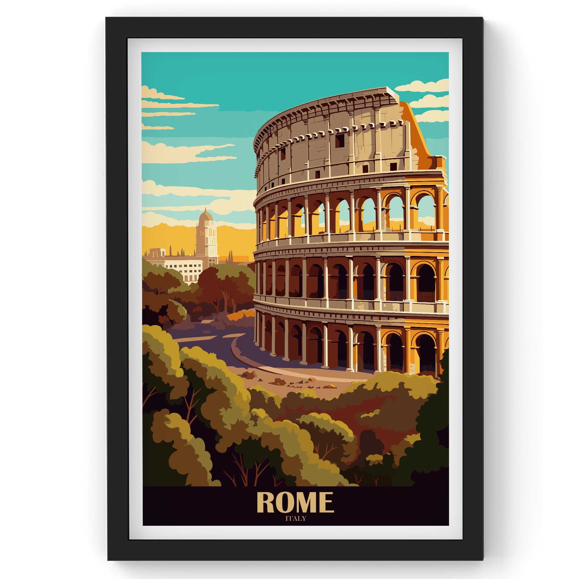 Rome City wall Art, Italy Travel Print, Vintage Travel Poster