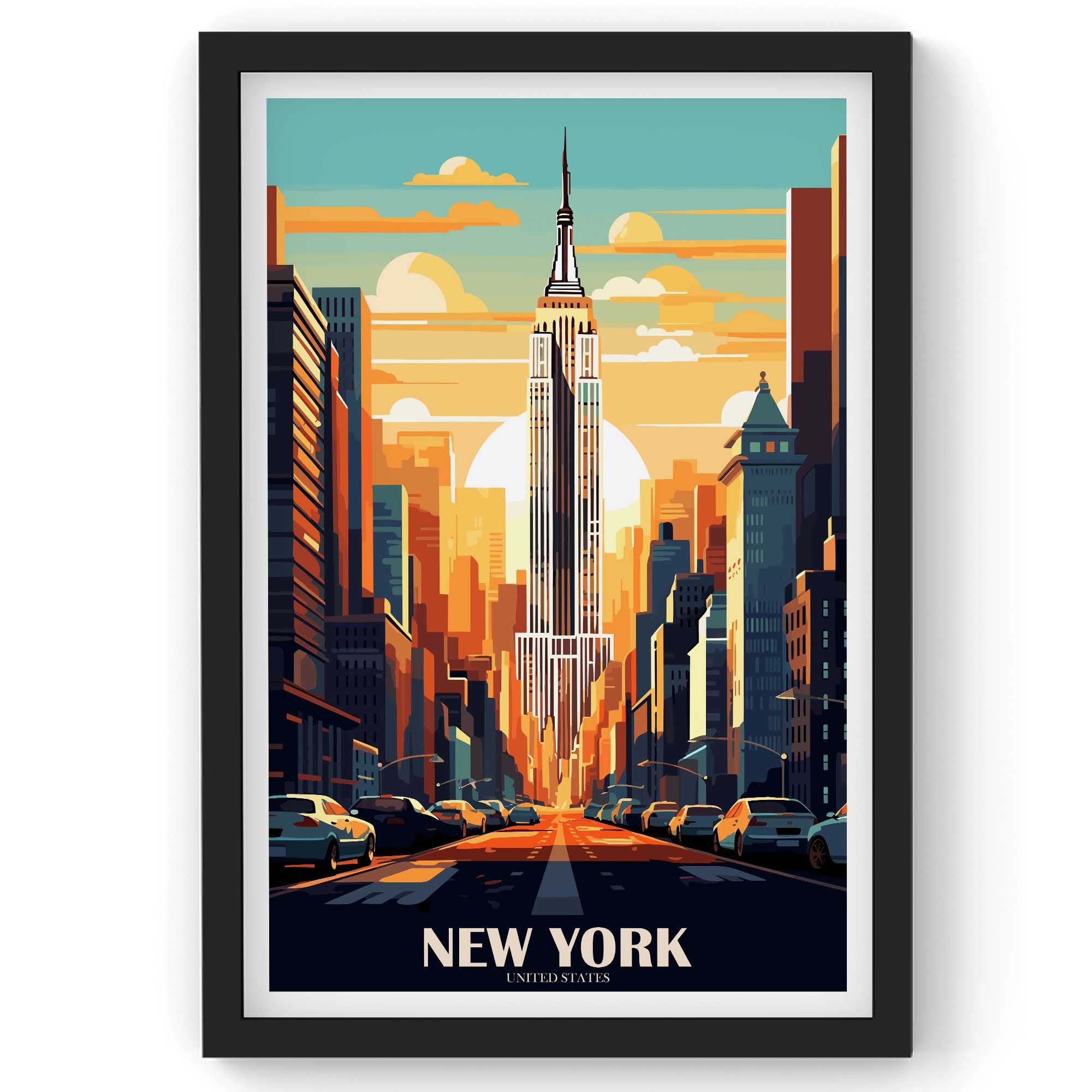 New York City wall Art, USA Travel Print, Vintage Travel Poster