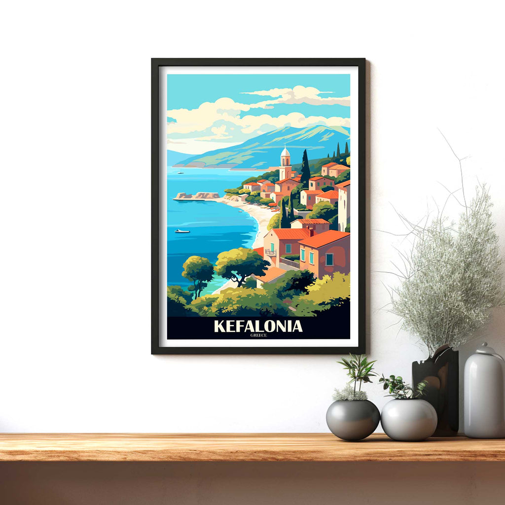 Kefalonia City wall Art, Greece Travel Print, Vintage Travel